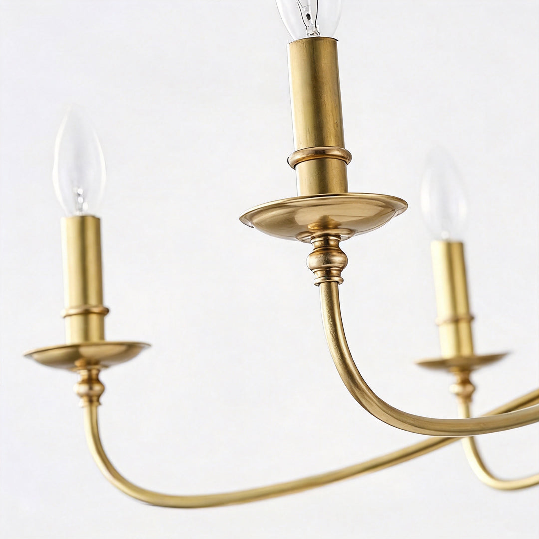 Modern Brass Chandelier Minimalist Candle Ceiling Light