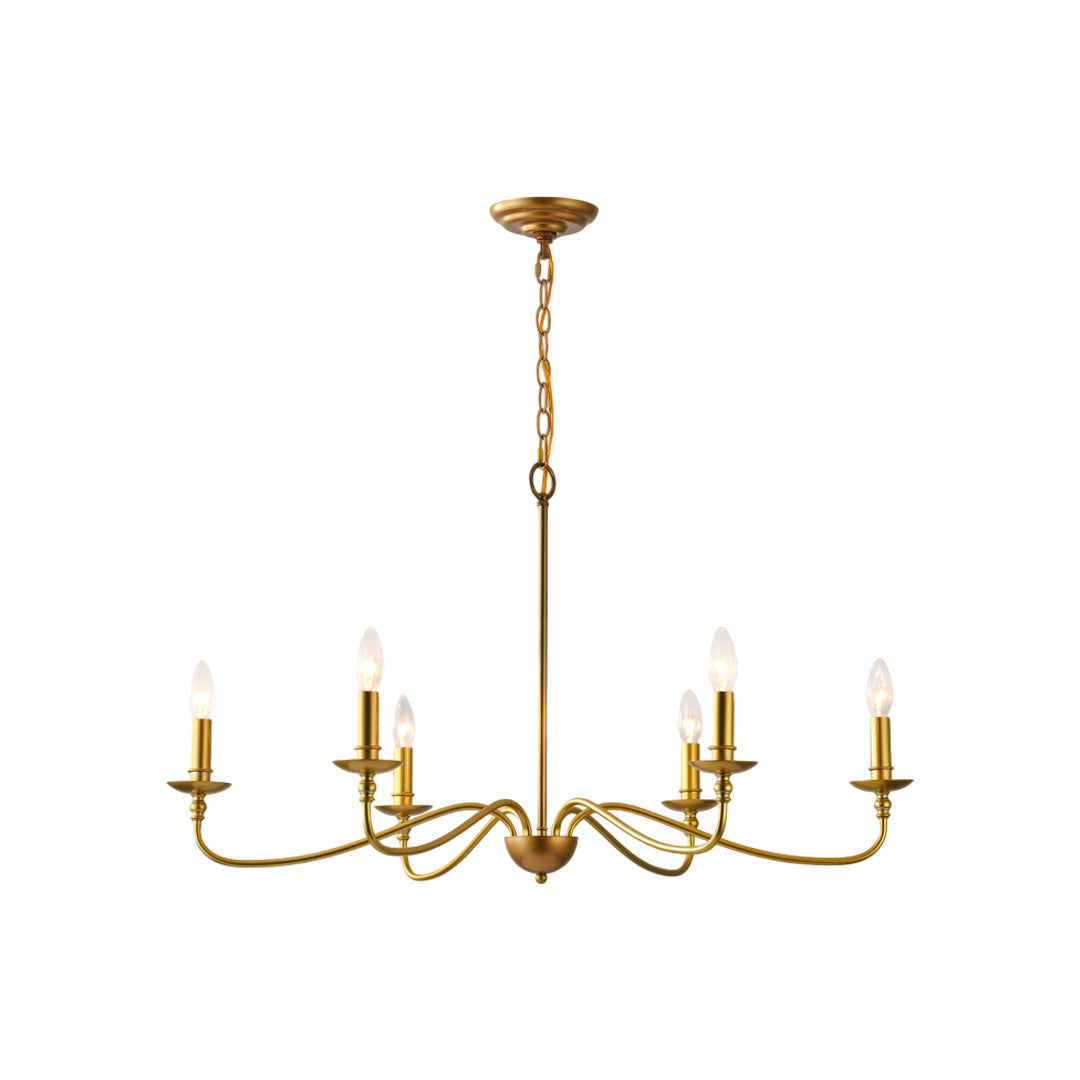 Modern Brass Chandelier Minimalist Candle Ceiling Light