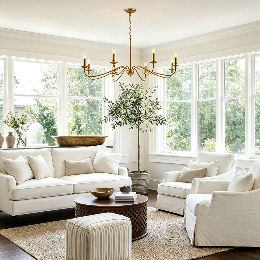 Modern Brass Chandelier Minimalist Candle Ceiling Light