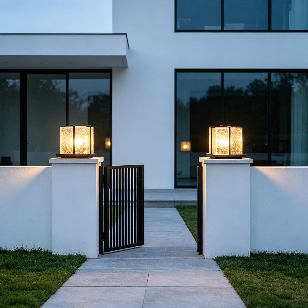 Outdoor Garden Pillar Lights Modern Metal Square