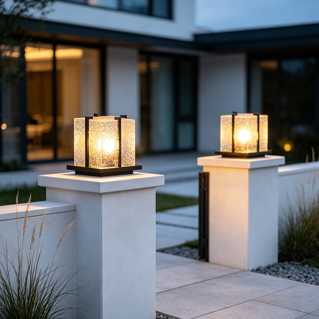 Outdoor Garden Pillar Lights Modern Metal Square