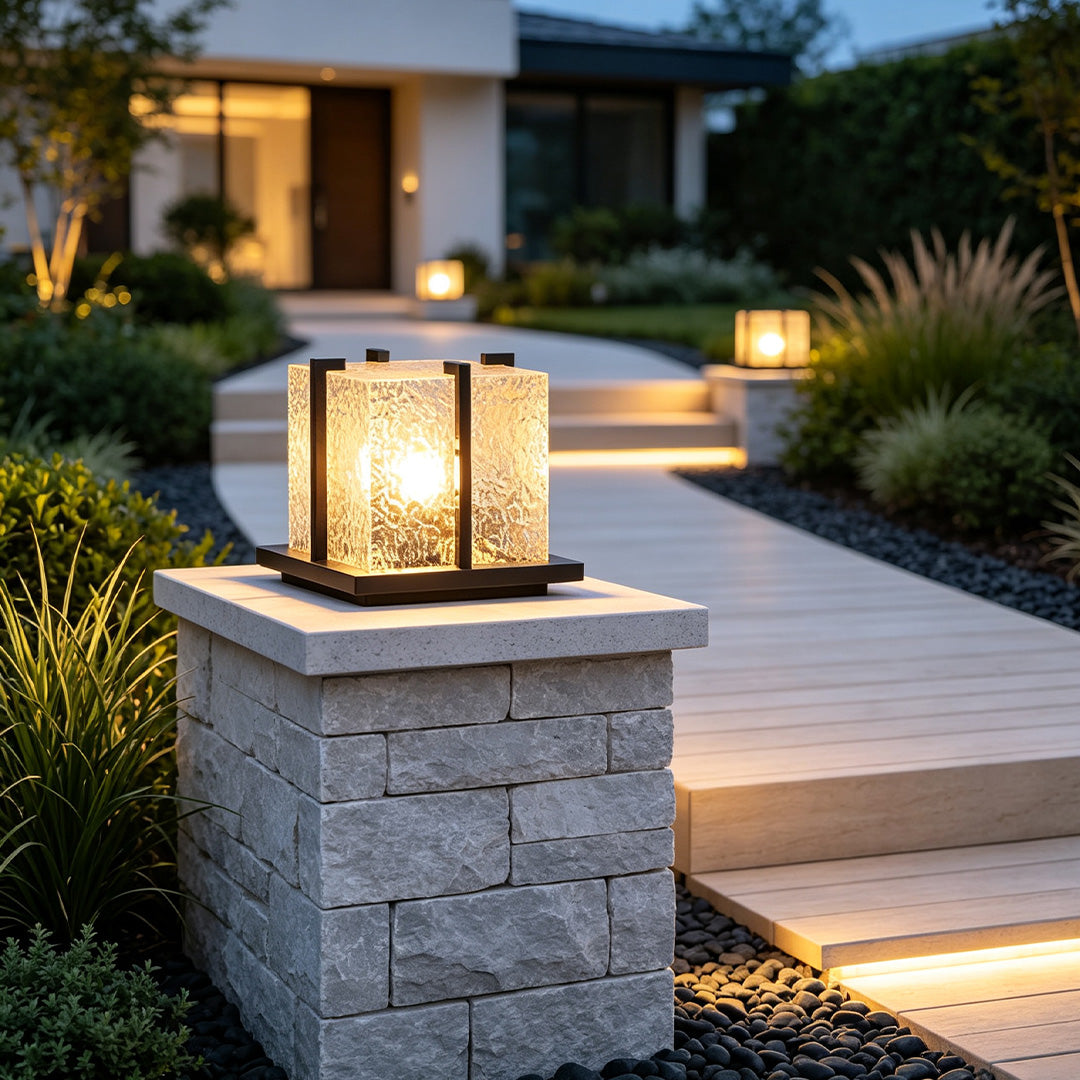 Outdoor Garden Pillar Lights Modern Metal Square