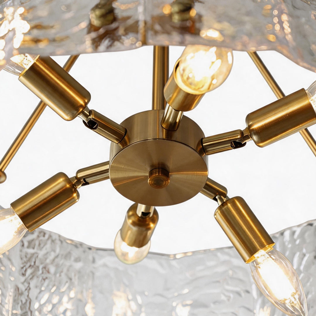 Modern Drum Chandelier Luxury Ripple Glass Ceiling Light