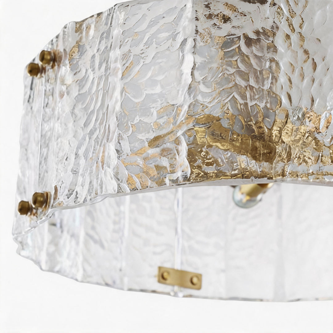 Modern Drum Chandelier Luxury Ripple Glass Ceiling Light