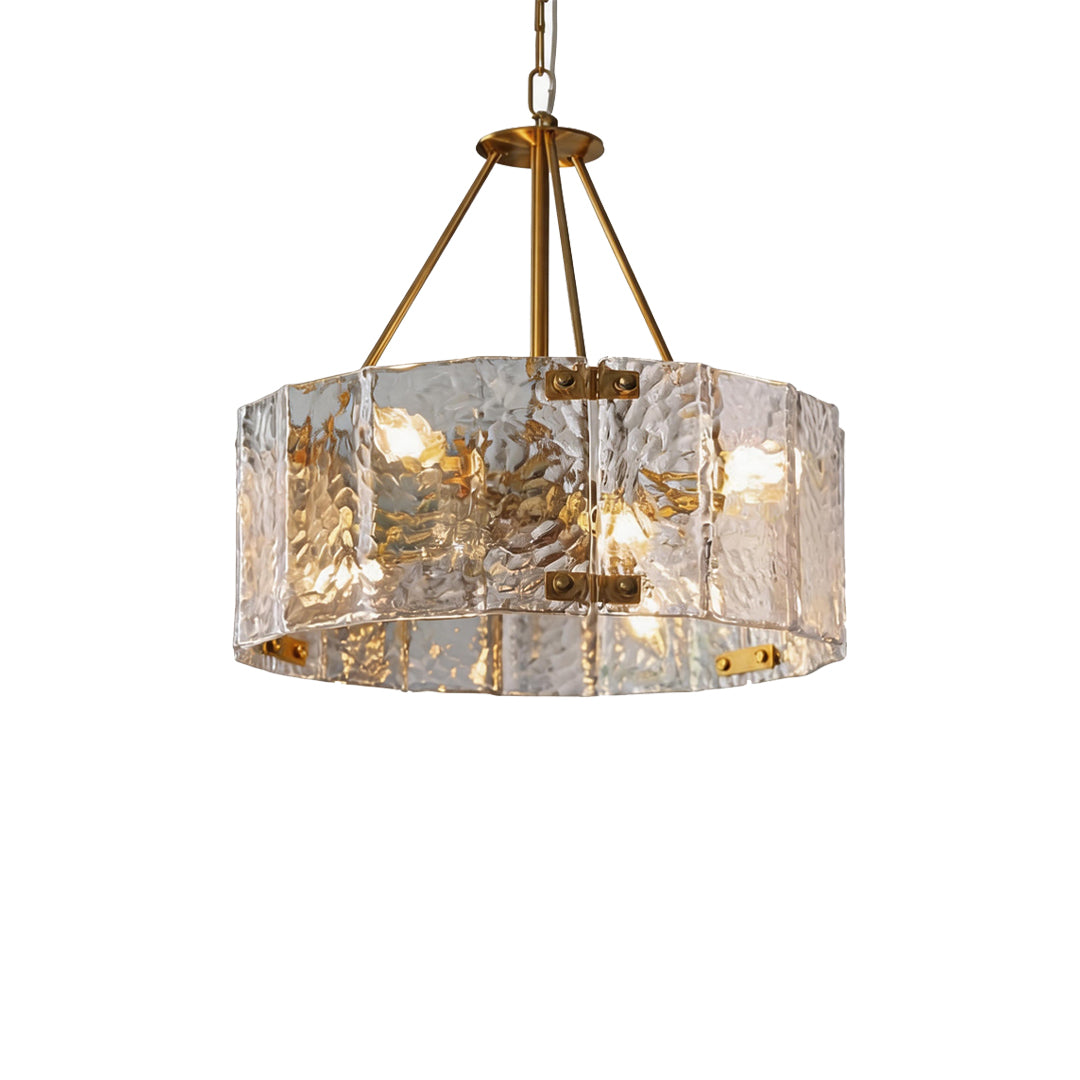 Modern Drum Chandelier Luxury Ripple Glass Ceiling Light