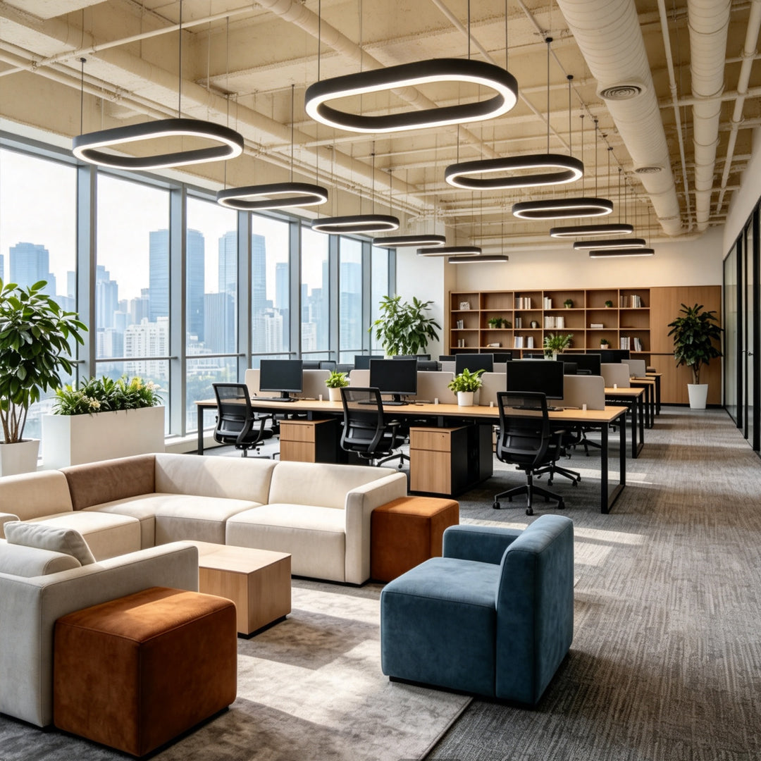Oval Chandelier Modern Metal LED Office Ceiling