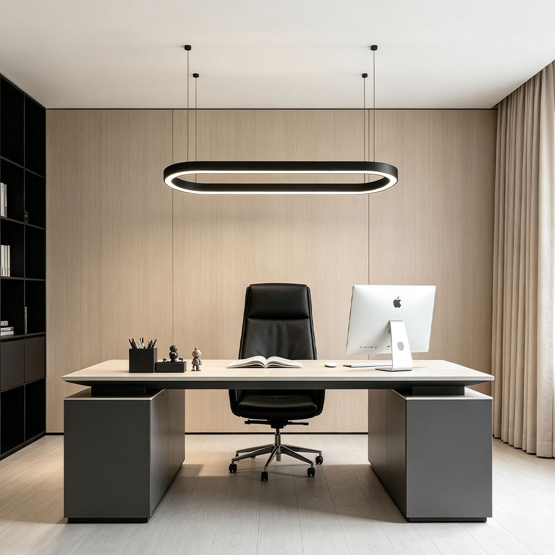 Oval Chandelier Modern Metal LED Office Ceiling