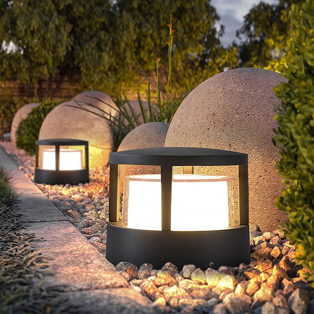 Open-Box Modern Round Outdoor Post Light Double-Layered