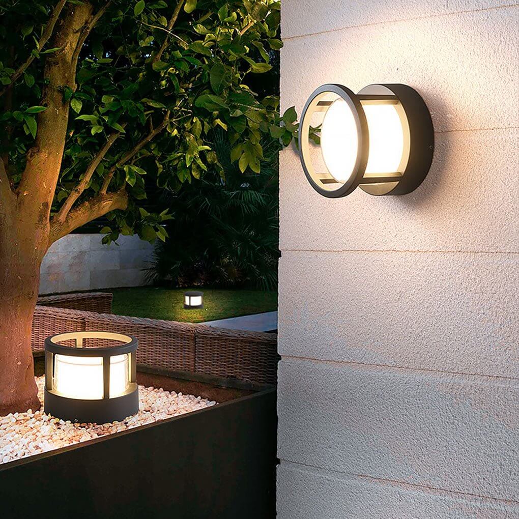 Open-Box Modern Round Outdoor Post Light Double-Layered