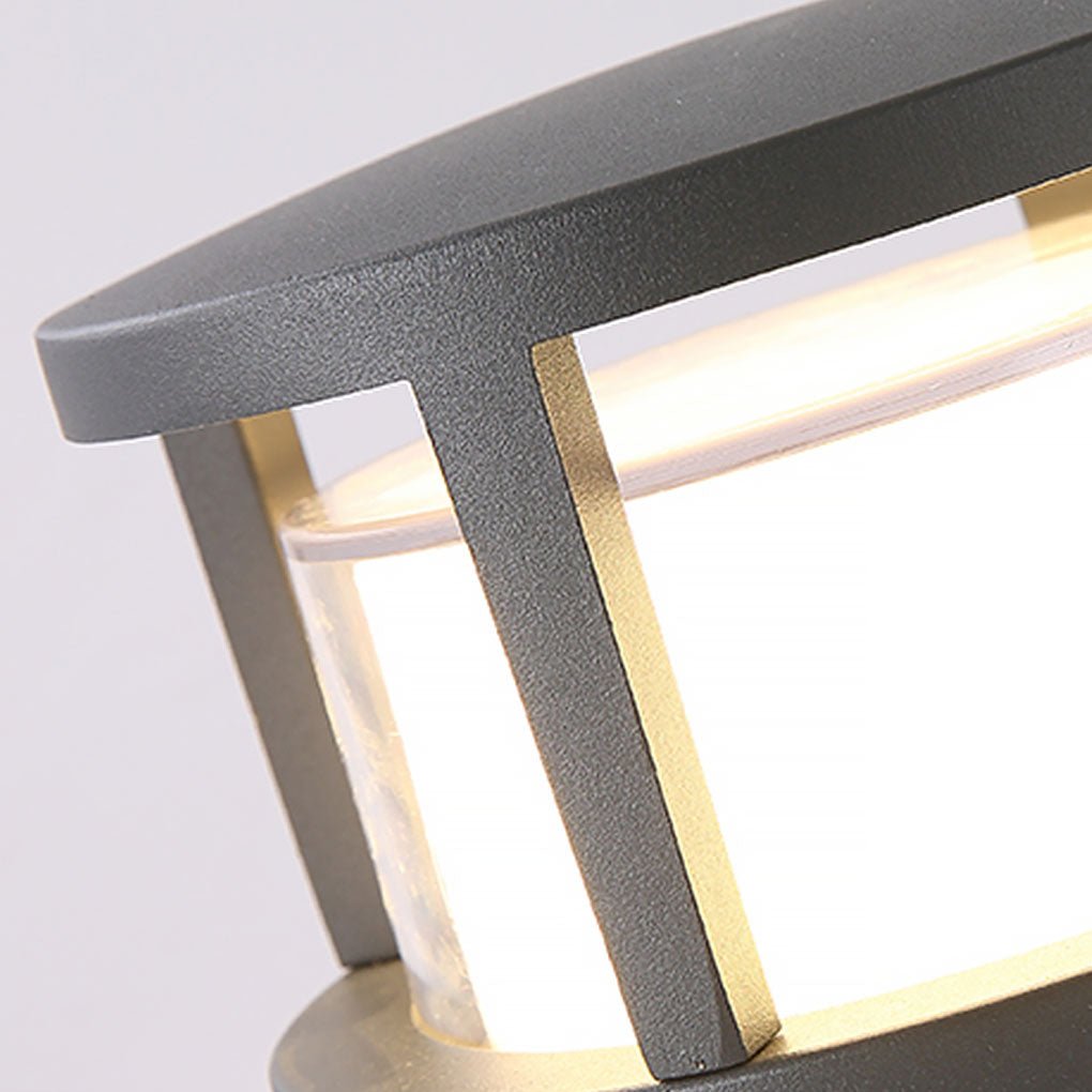 Open-Box Modern Round Outdoor Post Light Double-Layered