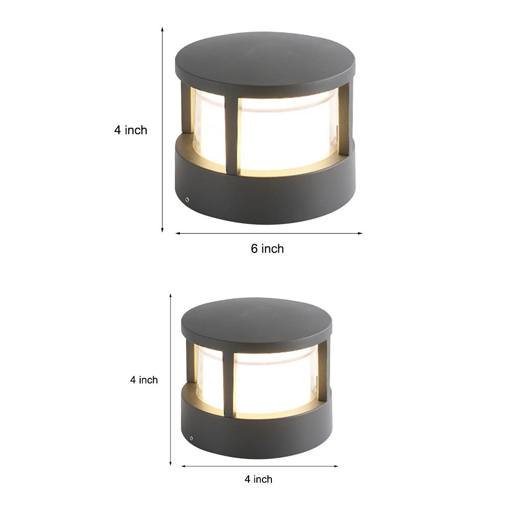 Open-Box Modern Round Outdoor Post Light Double-Layered