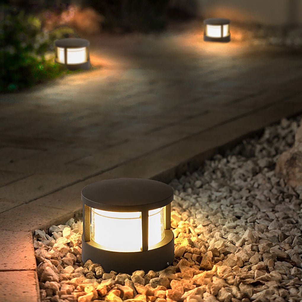 Open-Box Modern Round Outdoor Post Light Double-Layered