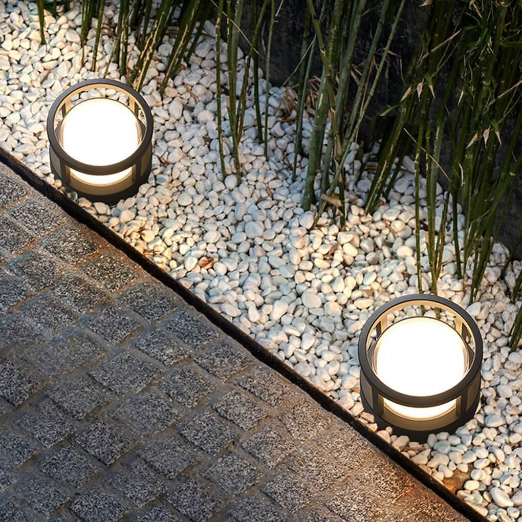 Open-Box Modern Round Outdoor Post Light Double-Layered