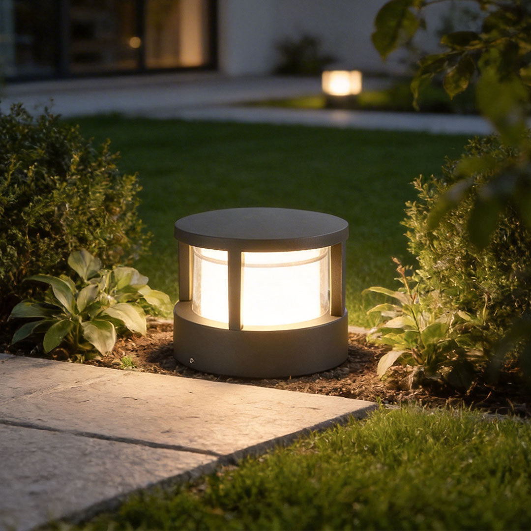 Open-Box Modern Round Outdoor Post Light Double-Layered