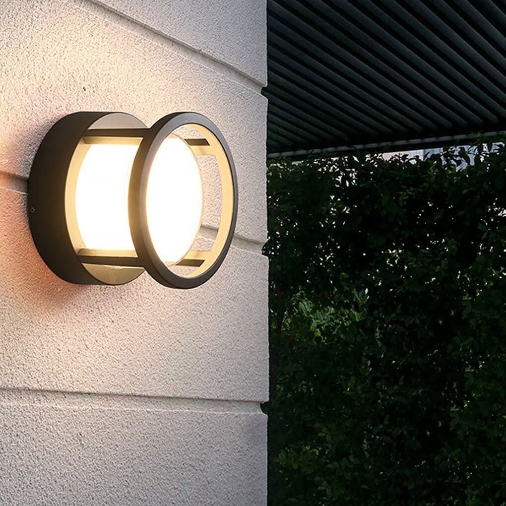 Open-Box Modern Round Outdoor Post Light Double-Layered
