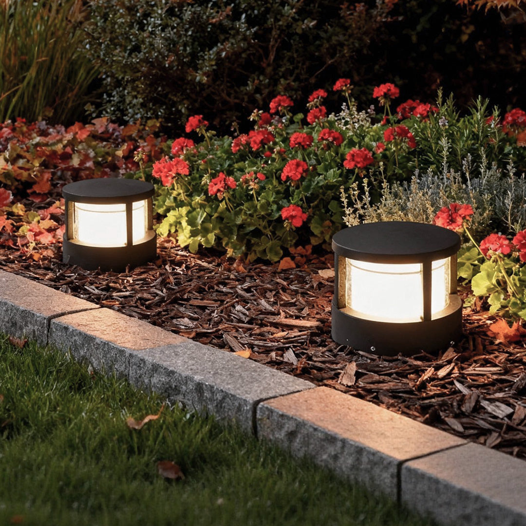 Open-Box Modern Round Outdoor Post Light Double-Layered