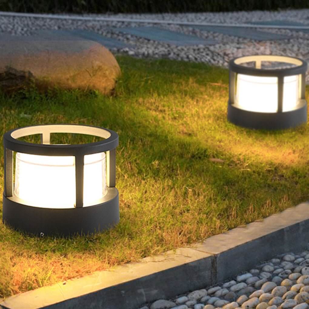 Open-Box Modern Round Outdoor Post Light Double-Layered