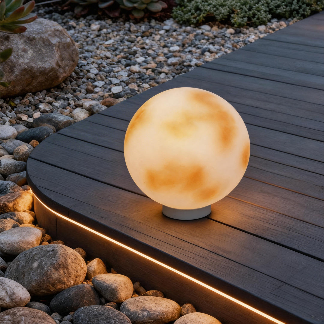 Open-Box Moon-Shaped Stone Pillar Light Outdoor Decorative