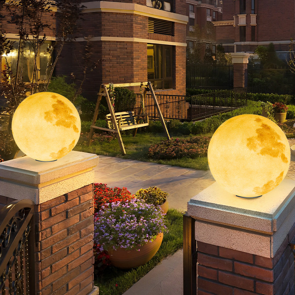 Open-Box Moon-Shaped Stone Pillar Light Outdoor Decorative