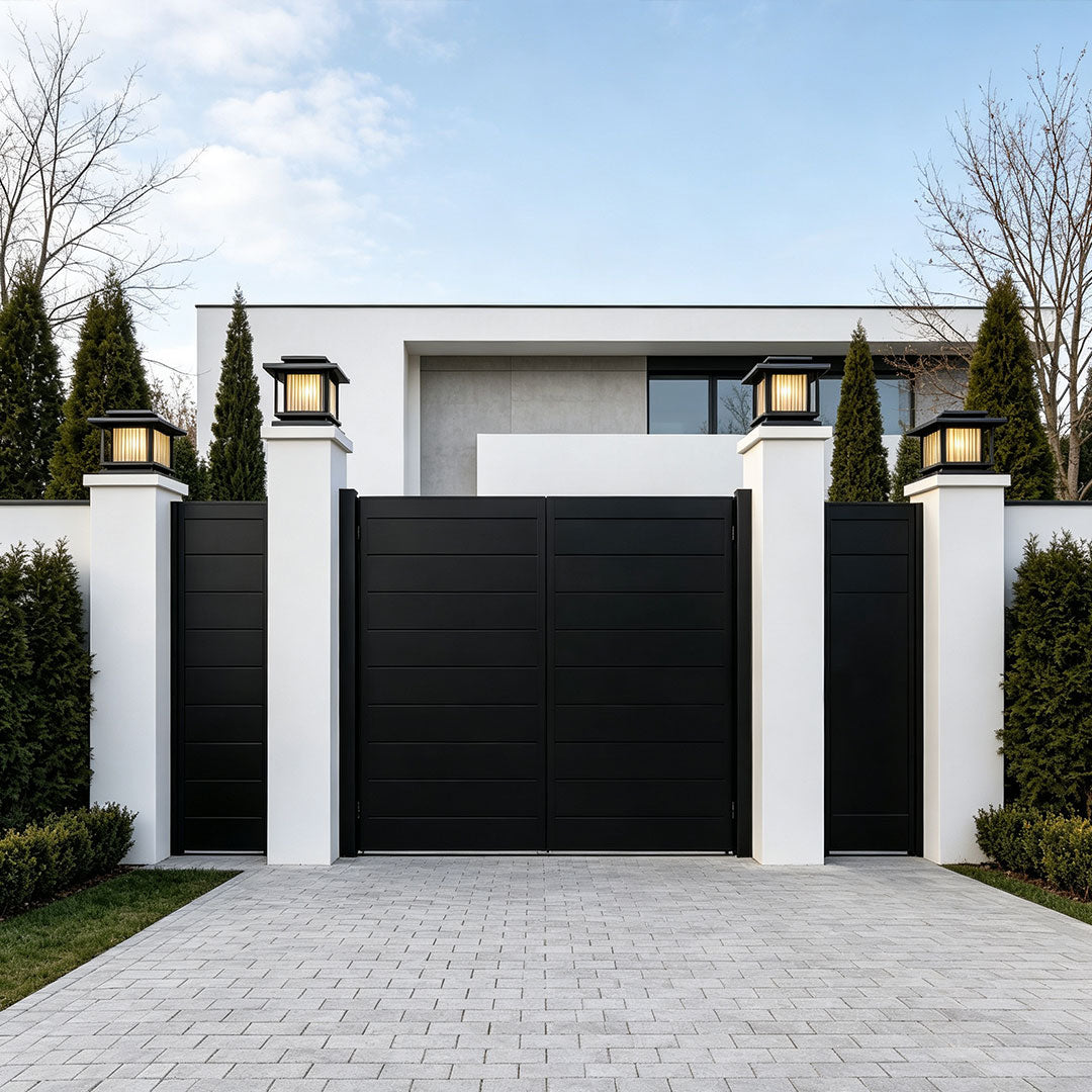 Driveway Pillar Solar Lights Modern Outdoor Gate Lighting