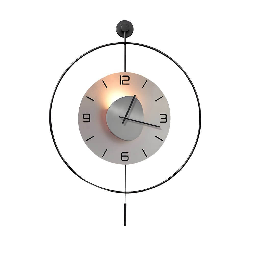 Open-Box Night Light Wall Clock Round LED Floating Metal