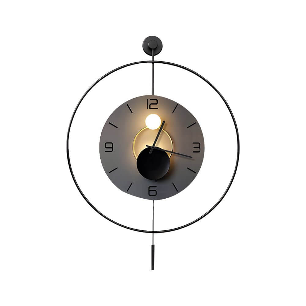 Open-Box Night Light Wall Clock Round LED Floating Metal