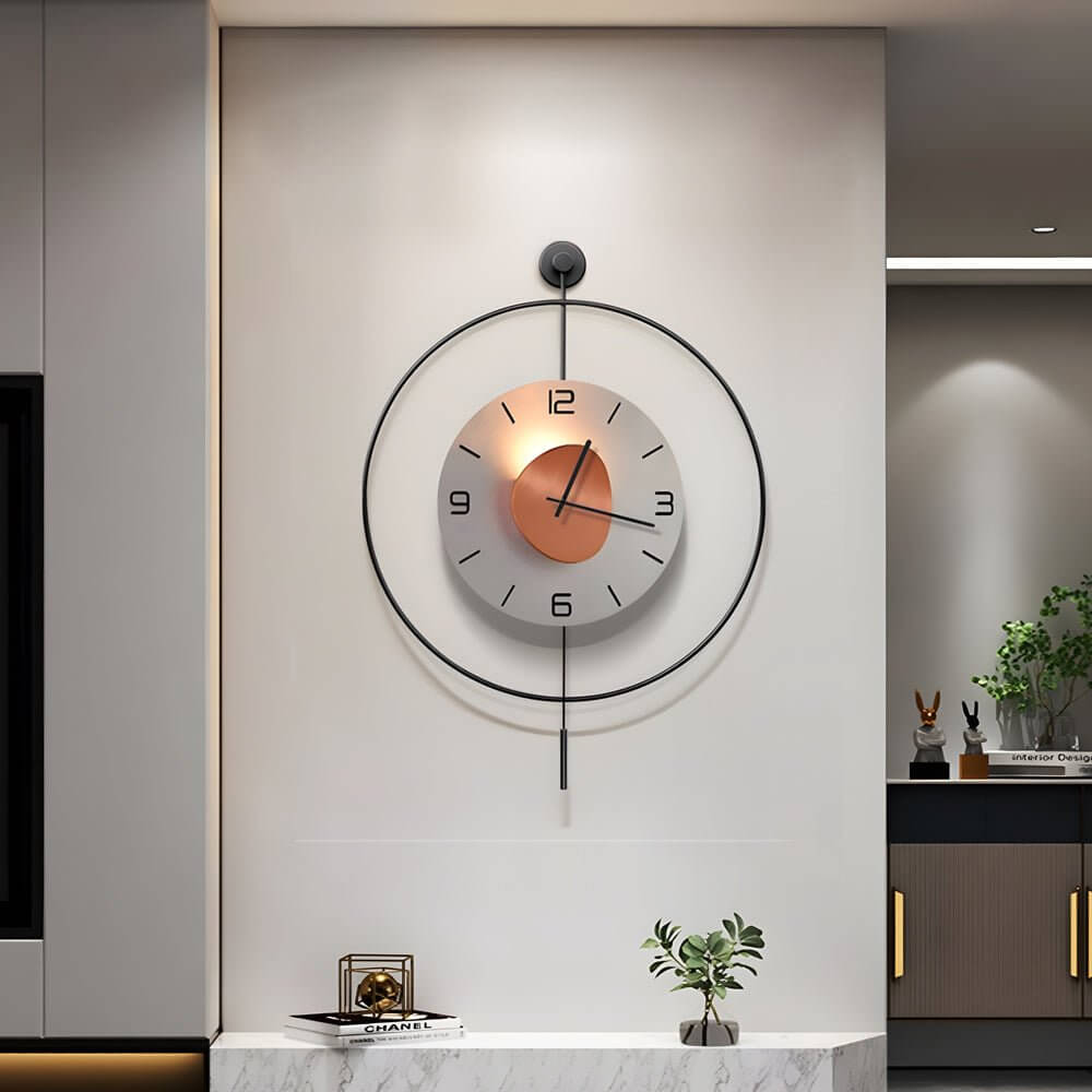 Open-Box Night Light Wall Clock Round LED Floating Metal