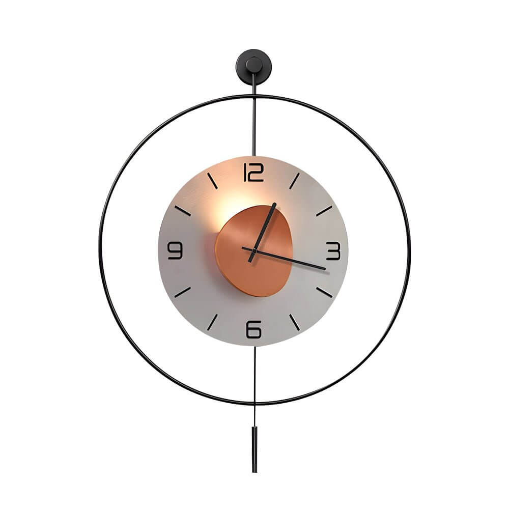Open-Box Night Light Wall Clock Round LED Floating Metal