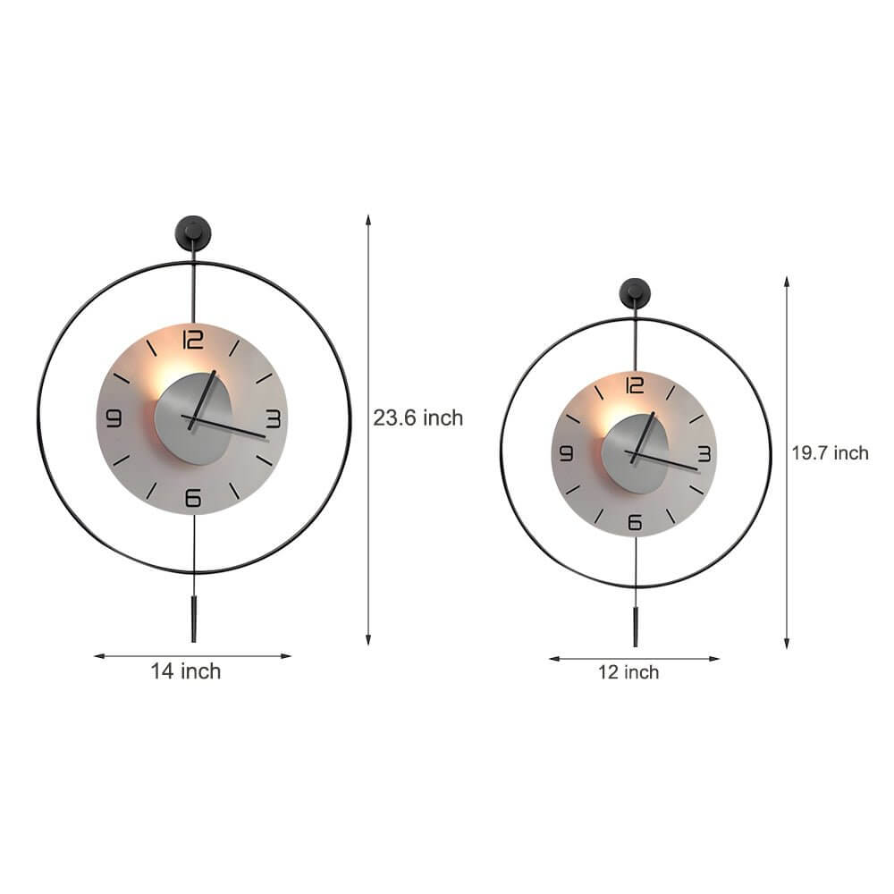 Open-Box Night Light Wall Clock Round LED Floating Metal
