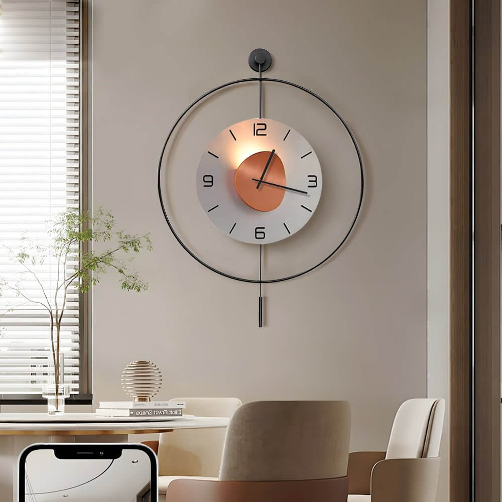 Open-Box Night Light Wall Clock Round LED Floating Metal
