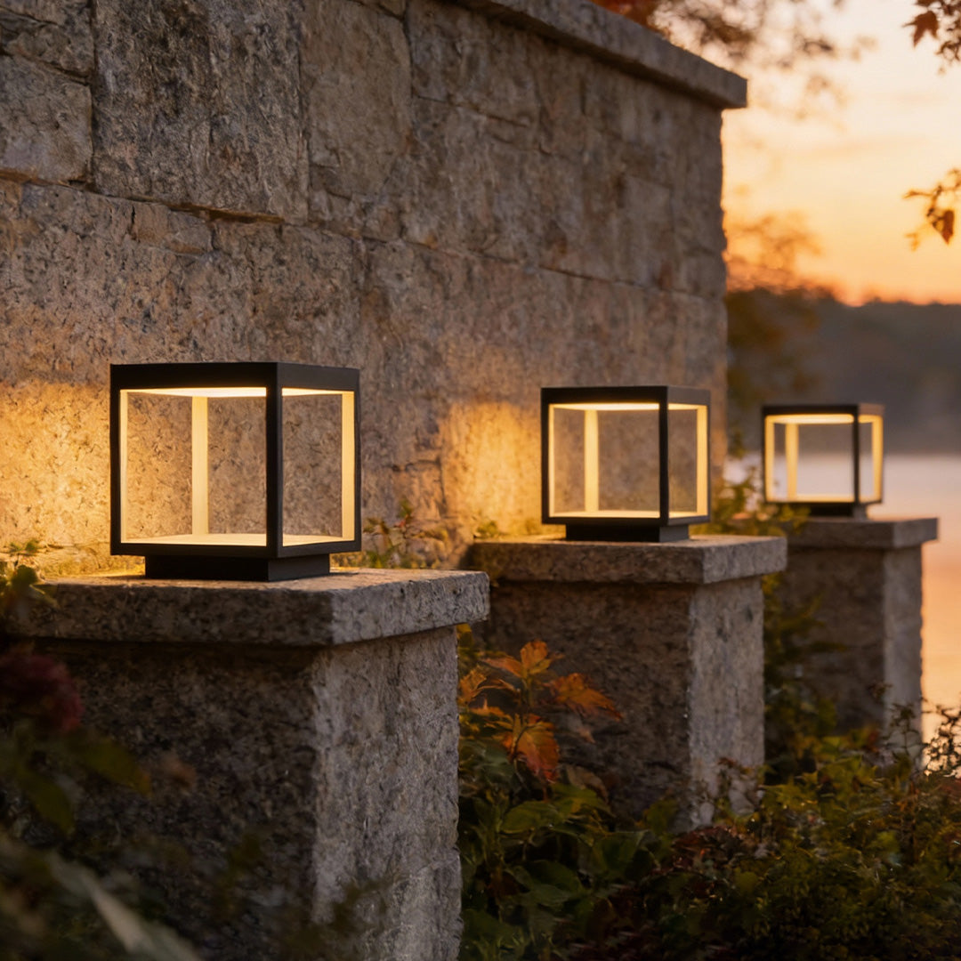 Concrete Pillar Lights Modern Open-Frame Square LED