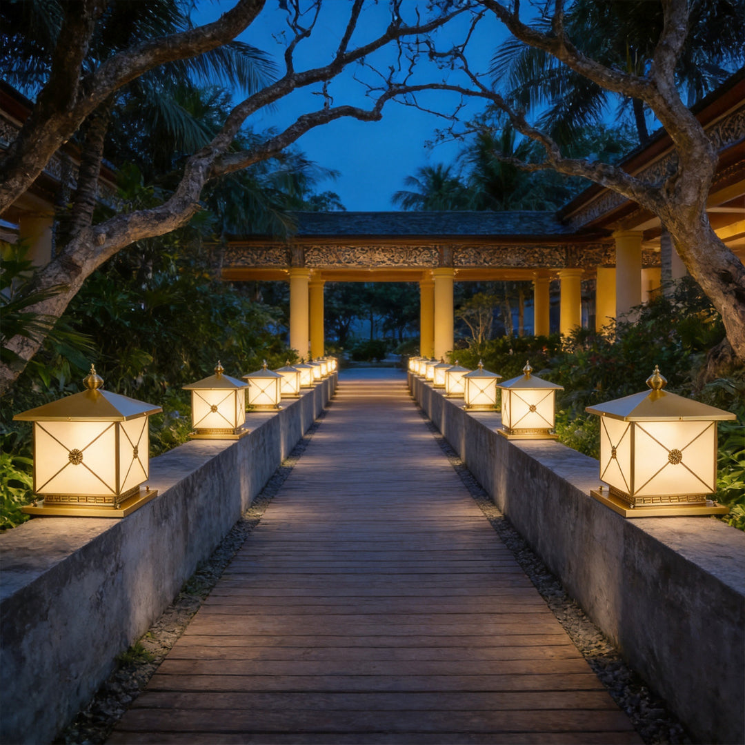 Pillar Light Solar Dual-Use Copper Garden Lighting