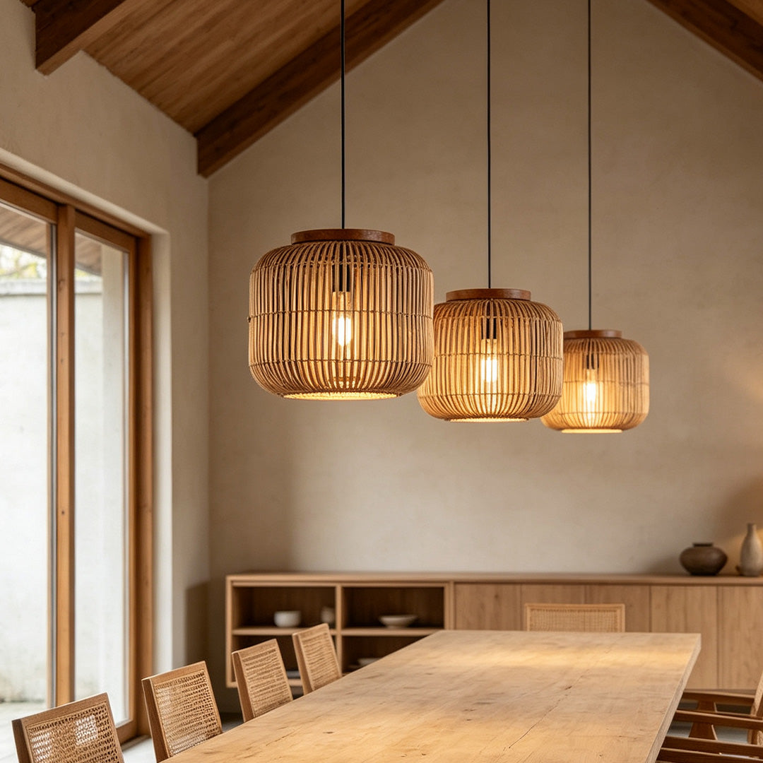 Rattan Light Pendants Wabi-Sabi Handmade Ceiling