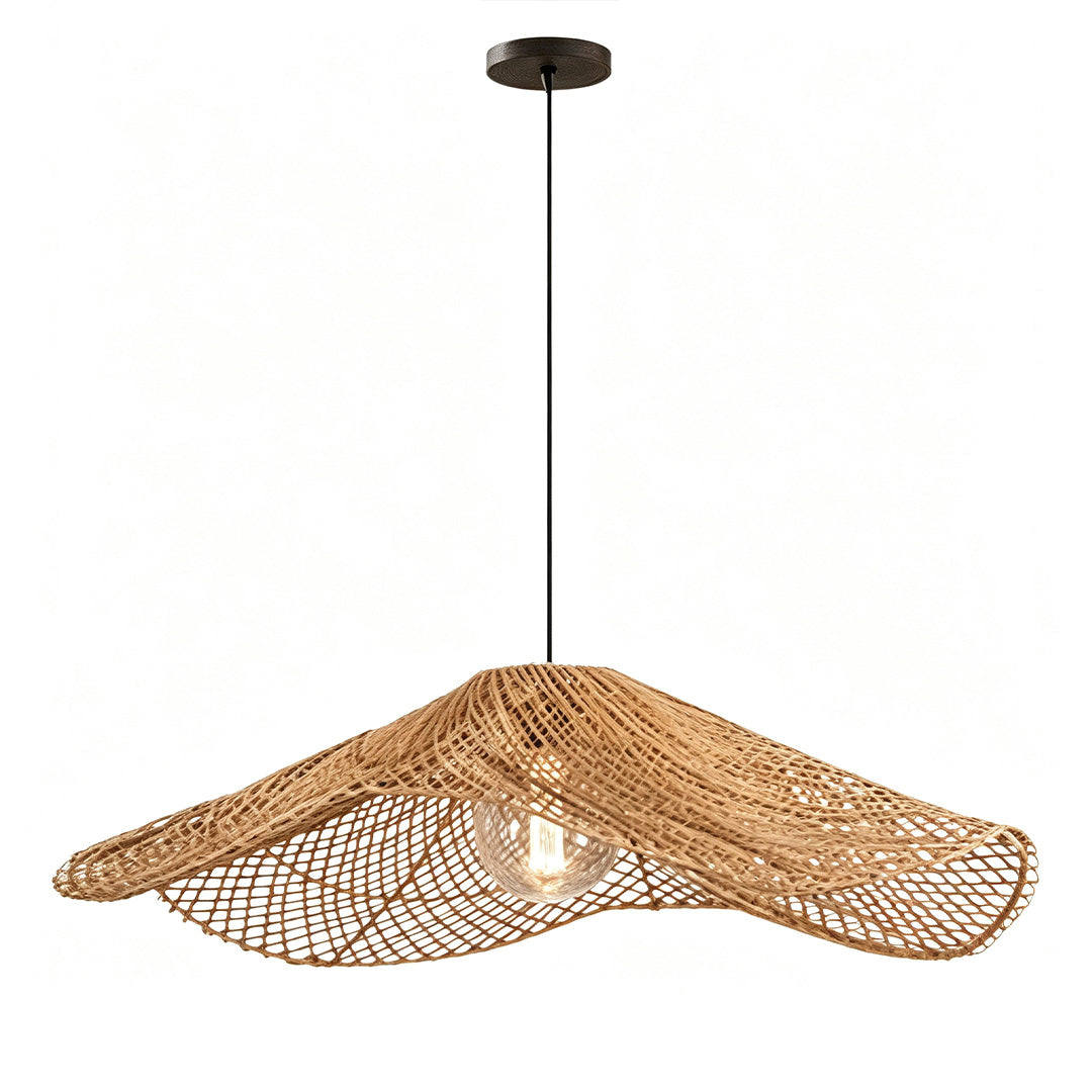 Rattan Pendant Light Fixture Wabi-Sabi Handwoven