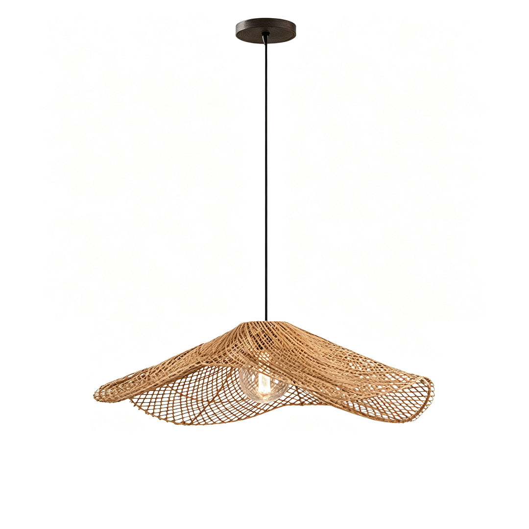 Rattan Pendant Light Fixture Wabi-Sabi Handwoven