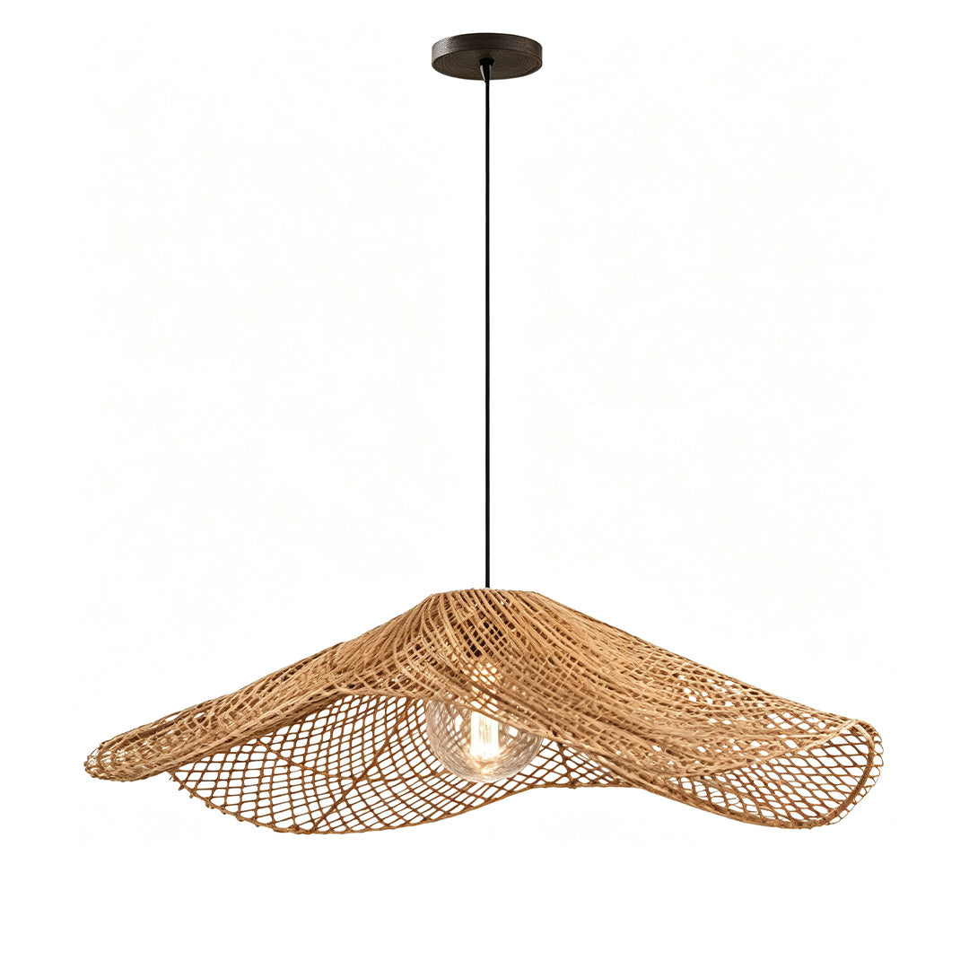 Rattan Pendant Light Fixture Wabi-Sabi Handwoven