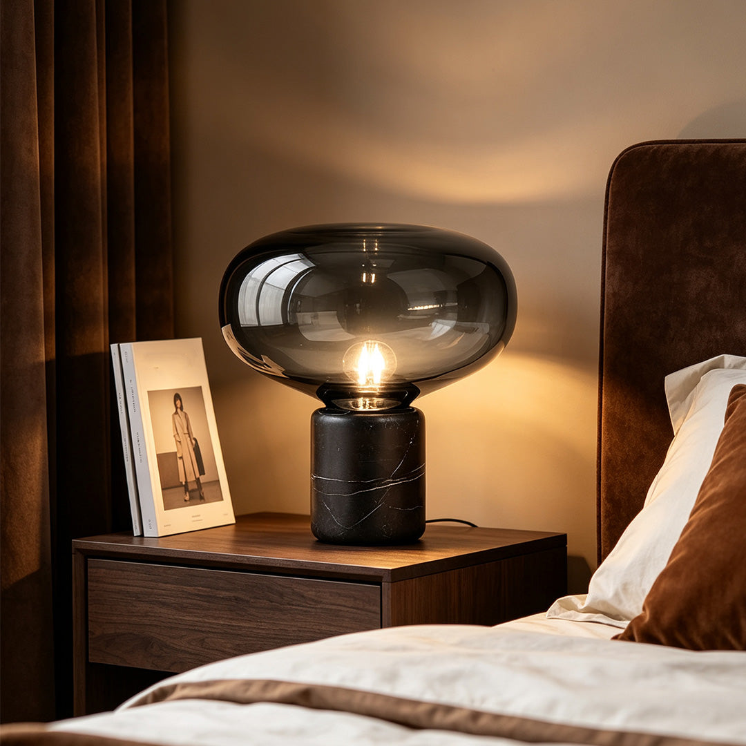 Glass Modern Table Lamps Marble Mushroom Bedside