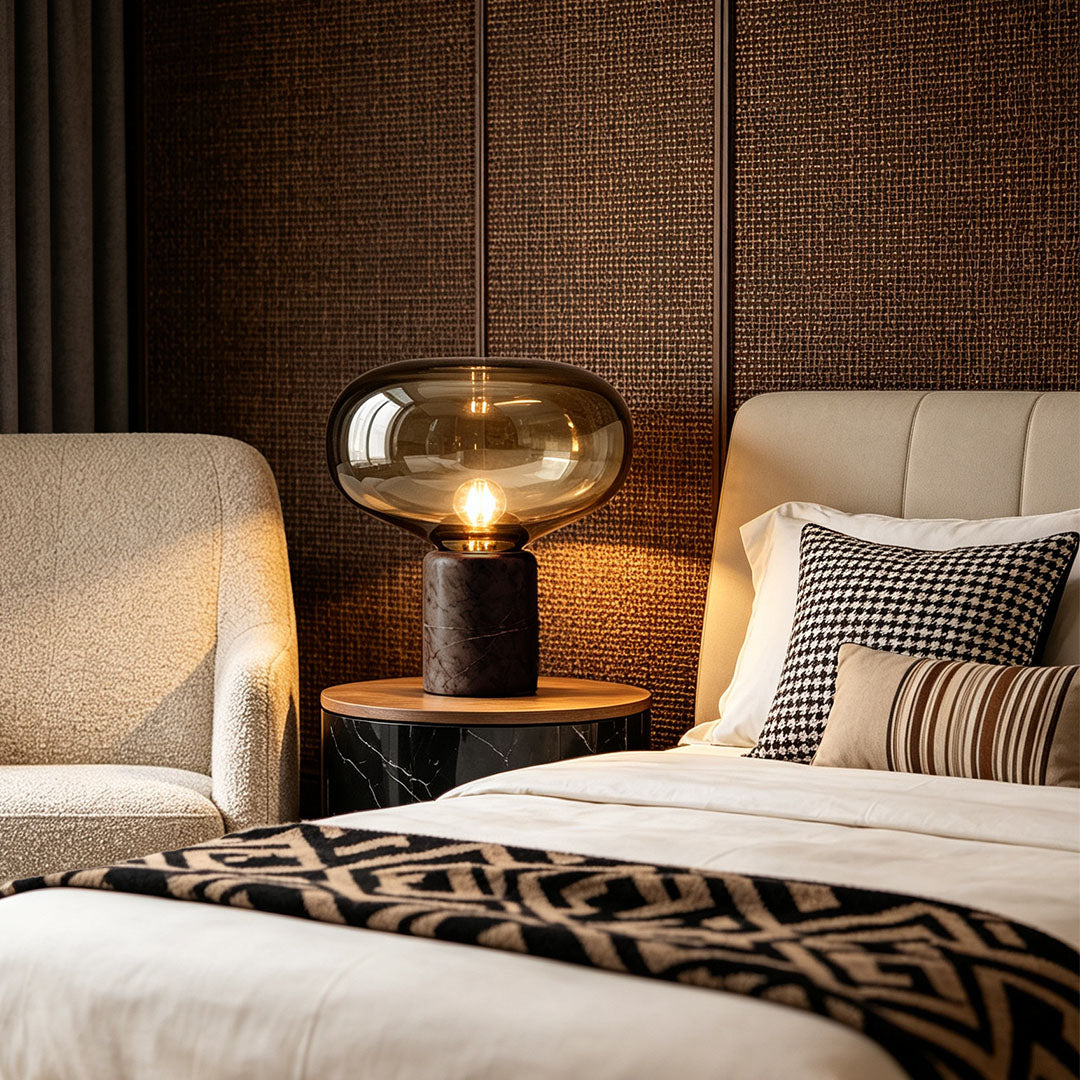 Glass Modern Table Lamps Marble Mushroom Bedside
