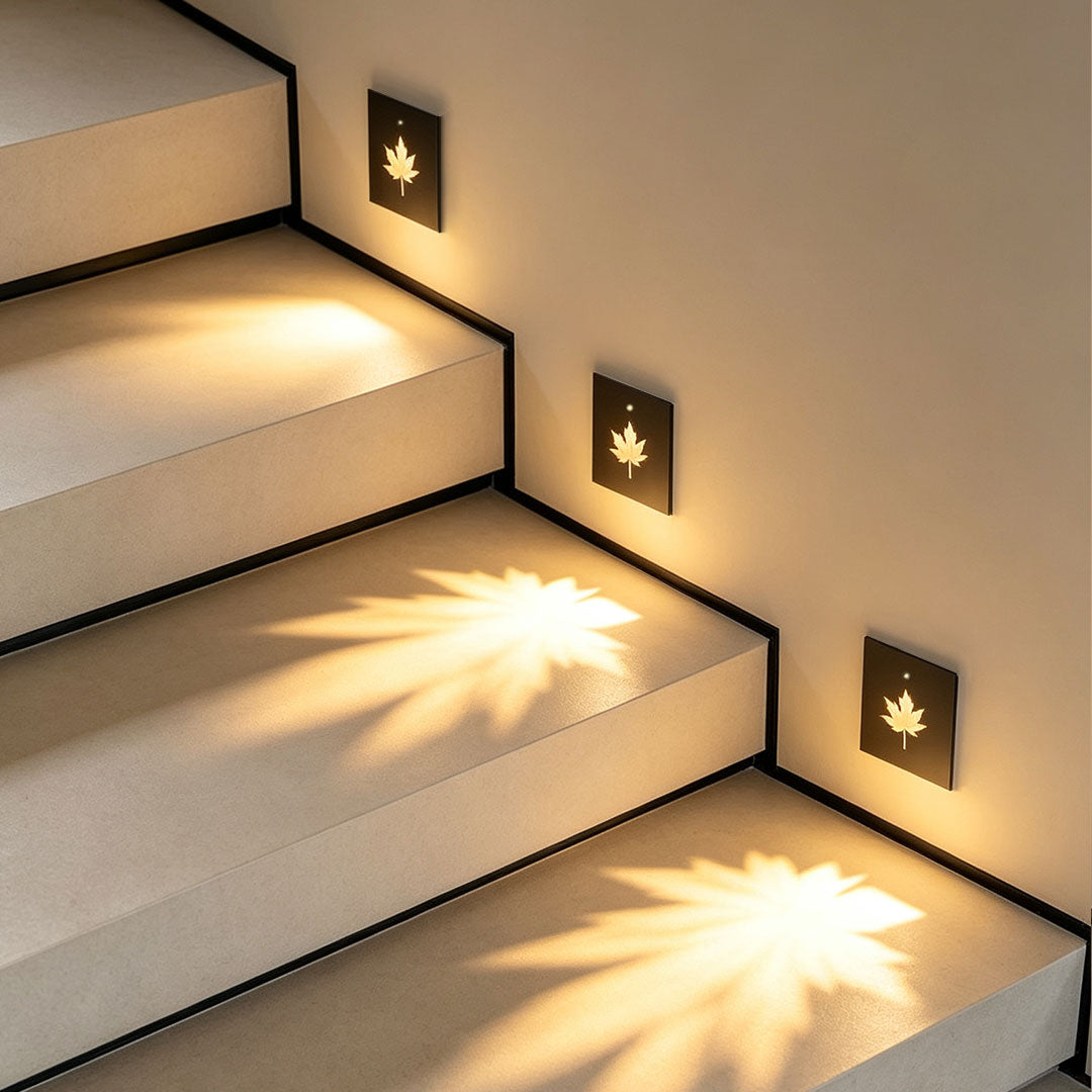 Recessed Step Lights Leaf-Pattern Motion Sensor