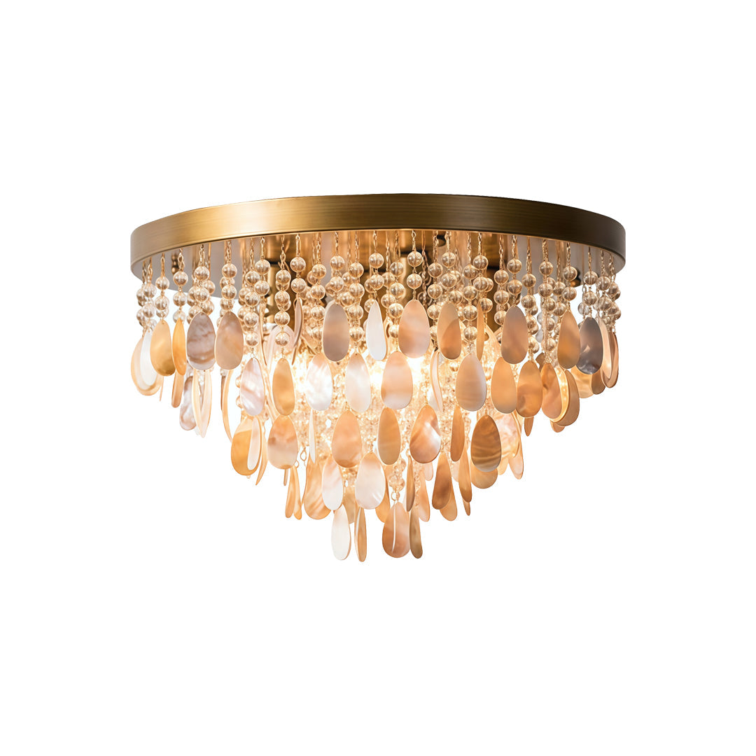 Shell Flush Mount Light American Style Crystal Ceiling Light