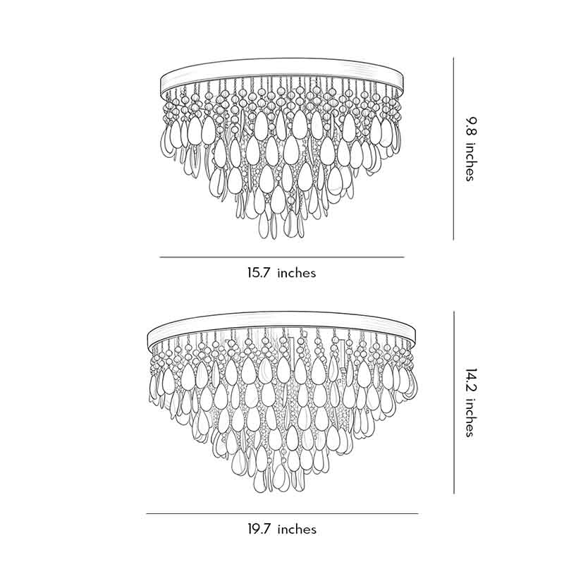 Shell Flush Mount Light American Style Crystal Ceiling Light