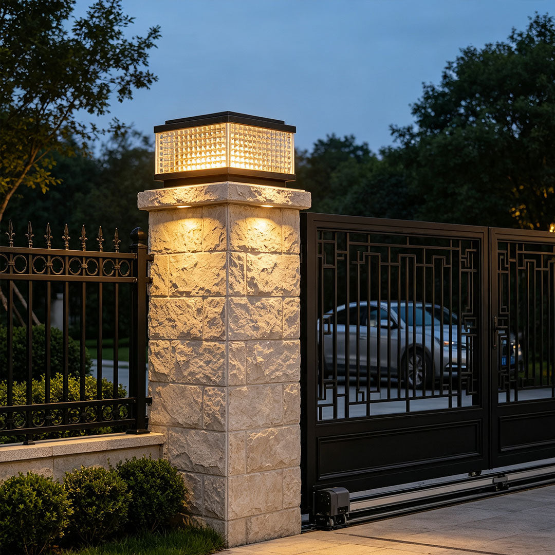 Large Outdoor Solar Pillar Lights Waterproof Landscape Lights