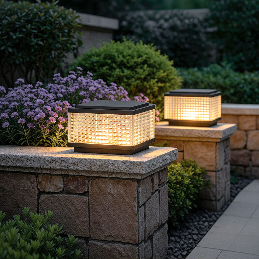 Large Outdoor Solar Pillar Lights Waterproof Landscape Lights