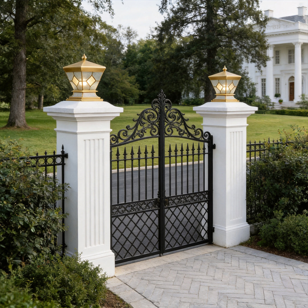 Solar Lights Outdoor Gate Pillar Modern All-Copper Light