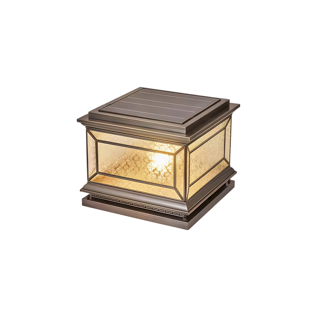 Solar Lights Pillar Modern Copper Outdoor Gate