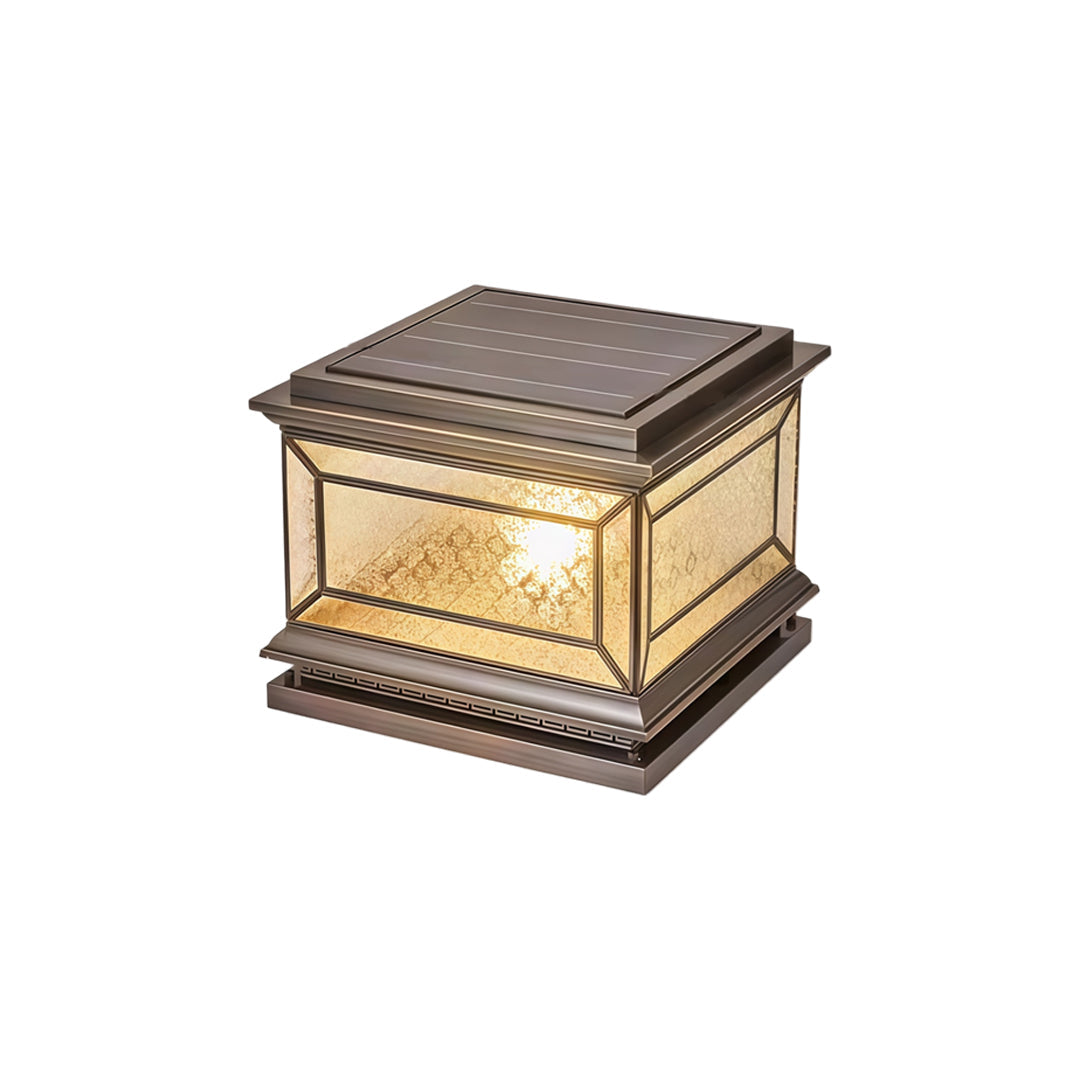 Solar Lights Pillar Modern Copper Outdoor Gate