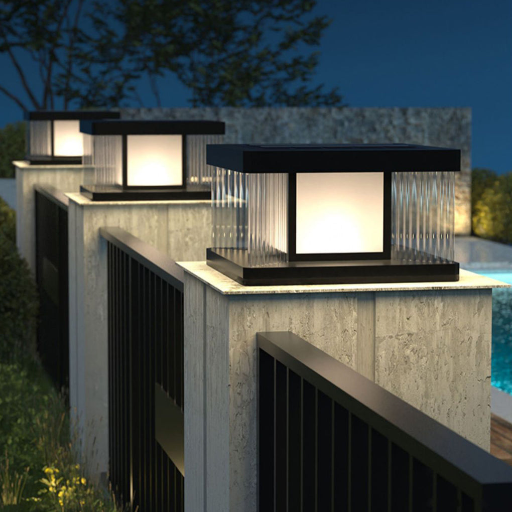 [Open-Box]Solar Pillar Lights Waterproof LED Glass Acrylic Modern Light