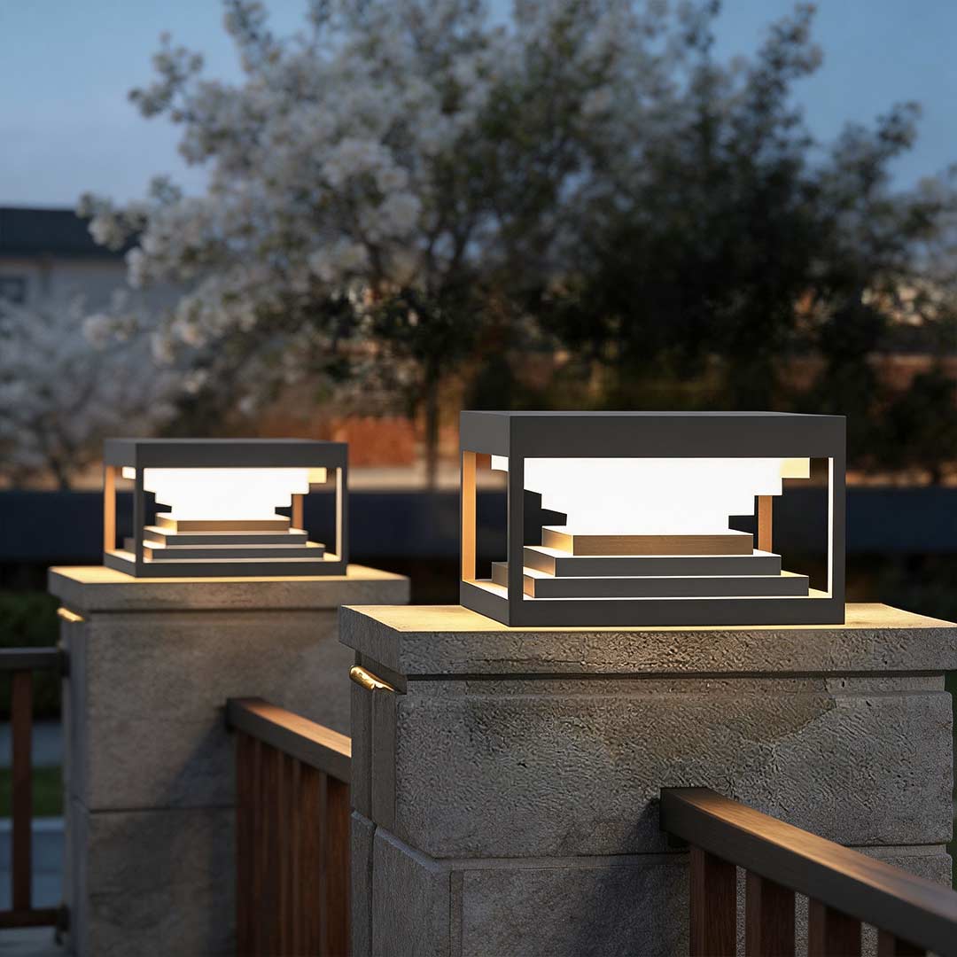 Open-Box Square Pillar Lights Creative Waterproof Black
