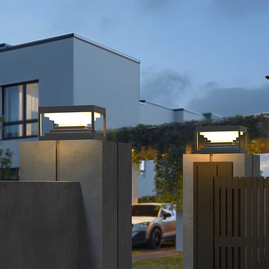 Open-Box Square Pillar Lights Creative Waterproof Black