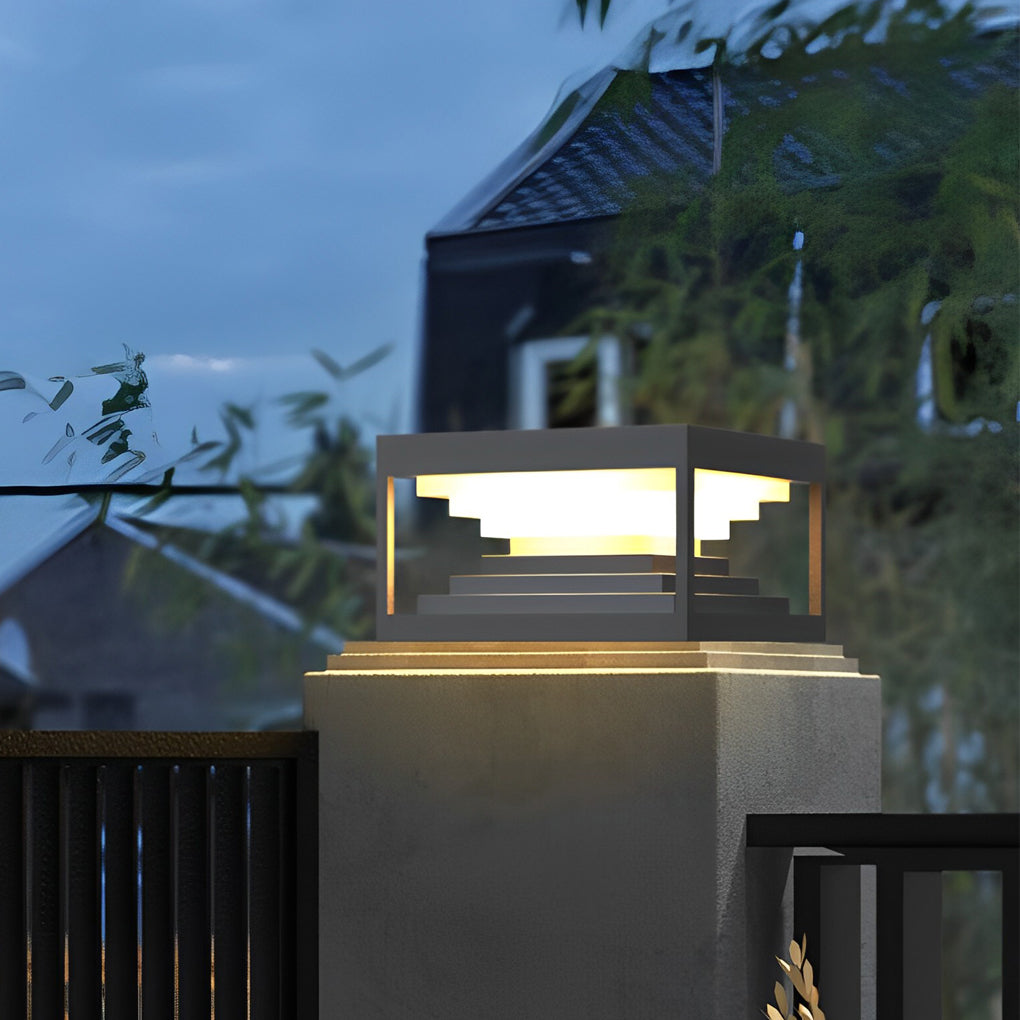 Open-Box Square Pillar Lights Creative Waterproof Black
